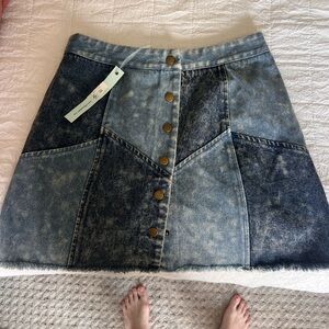 She + Sky Patchwork Denim Mini Skirt